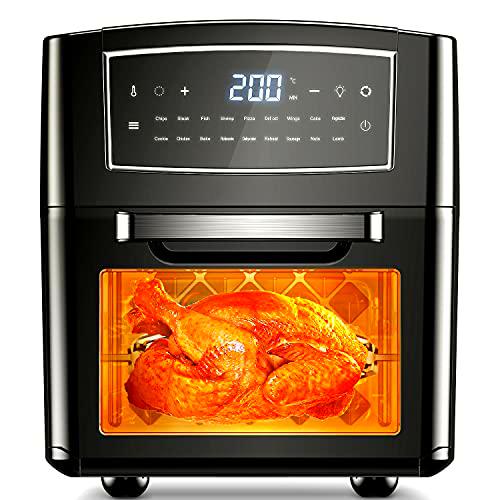 Freidora sin aceite, 1500 W, 18 programas, mini horno Airfryer con 10 accesorios y recetas