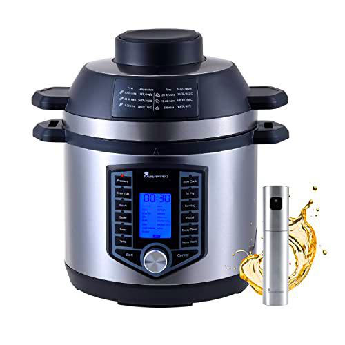 MasterPro FryCook | Kit de Freidora Sin Aceite y Olla a Presión de 1500W y 6L Junto con Spray Pulverizador de Aceite | Con 44 Funciones Automáticas | Olla Express | 12 Programas de Cocinado