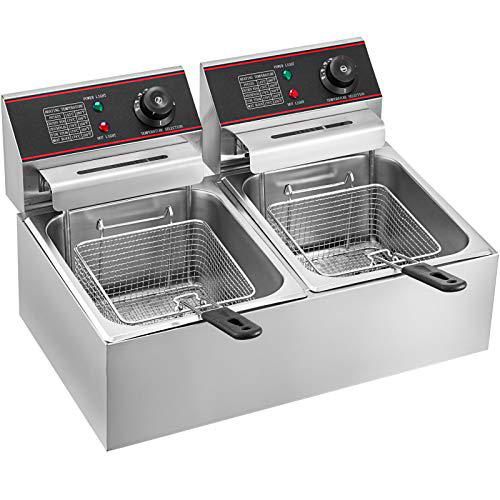 Olibelle Freidora de 12 l eléctrica INOX, freidora comercial de acero inoxidable