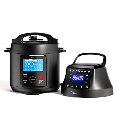 Robot de cocina 2 en 1, Olla programable Foodie Pot y Freidora sin aceite Foodie Fryer Lid