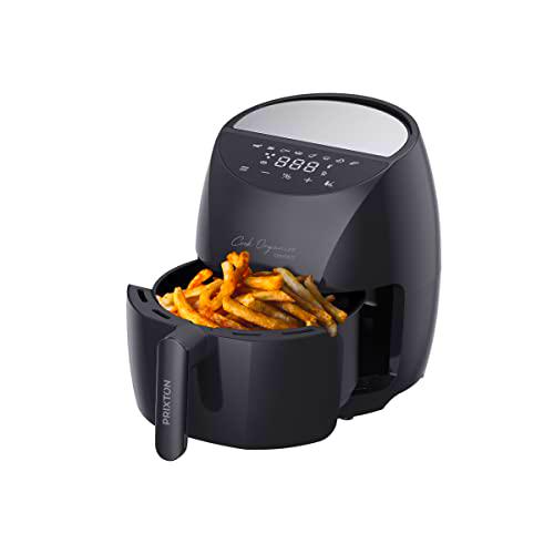 PRIXTON Cook Organics Compact - Freidora sin Aceite de Aire Caliente / Air Fryer Capacidad 3,7 litros Pantalla LED Táctil Potencia 1400 W 8 Programas Predeterminados Tiempo y Temperatura Ajustables