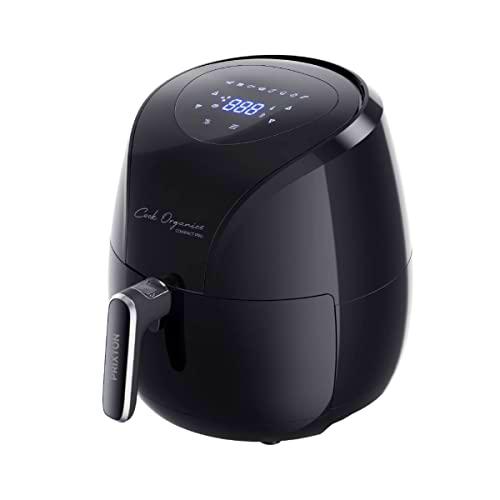 PRIXTON Cook Organics Compact Pro - Freidora sin Aceite de Aire Caliente / Air Fryer Capacidad 5L Pantalla LED Táctil Potencia 2000 W 8 Programas Predeterminados Tiempo y Temperatura Ajustables