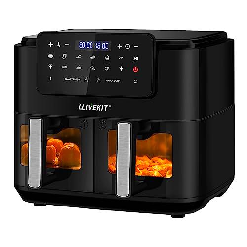 LLIVEKIT Freidora de Aire con 2 Cestas, Freidora sin Aceite 9L y 2400W