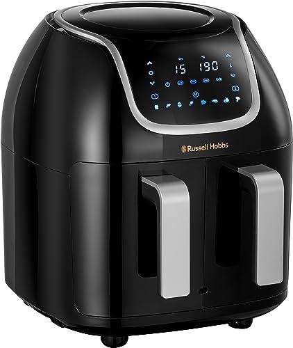 Russell Hobbs Freidora de aire caliente de doble cámara [2 compartimentos: 4,25 L o una cesta de 8,5 l] AirFryer SatisFry Snappi (8 programas