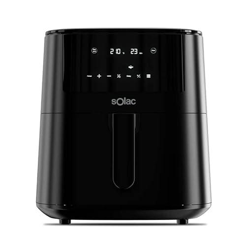 Solac - Freidora de Aire sin aceite Léviter 7L | 1650W | 11 menús | Antiadherente | Air Fryer 40-200º | Panel control táctil multifunción | Apta lavavajillas | Programable Temporizador| Negro