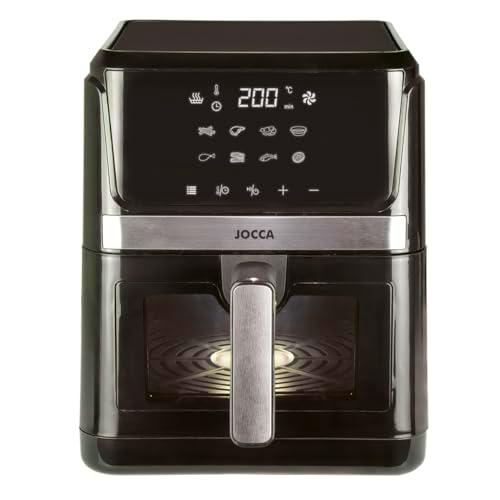 Jocca - Freidora de Aire Caliente 3,8L | Freidora Sin Aceite | Cocina Sana | 1450W de Potencia | Protección sobrecalentamiento | Mango con tacto frío (Negro/Plata 7L)