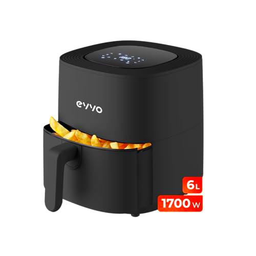 EVVO Freidora de aire sin aceite de 6L, 1700W, Recipiente Antiadherente