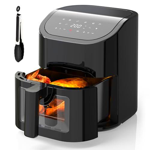 EUARY Freidora Sin Aceite 4.5L,1700W Freidora de Aire Caliente con 10 Programas,AirFryer con 32 Recetas en Español y 8 Programas