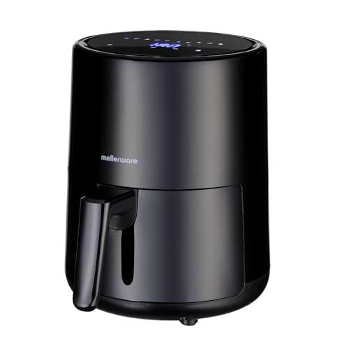 Mellerware - Freidora sin Aceite Crunchy! Basic 1130W | 10 Programas Predefinidos | Temporizador Programable | Air Fryer 80-200 Grados | Diseño Compacto| 2L | Sin BPA/PFOA Digital | Black