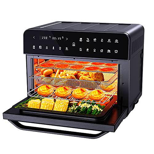 Horno de Aire 25L Freidora sin Aceite 1800W Freidora de Aire Caliente con 12 Programas y Recetas para Freír